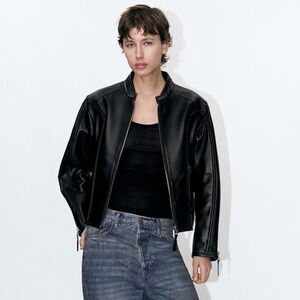 ZW COLLECTION | ZIPPERED LEATHER JACKET